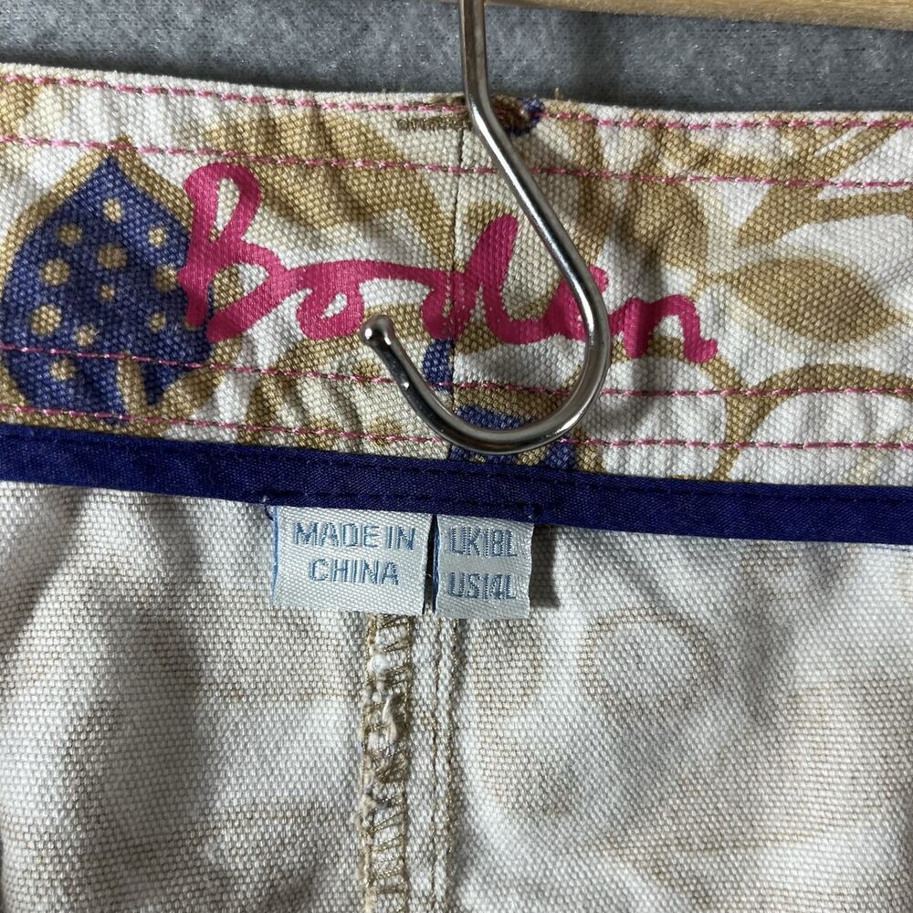BODEN Floral Print 100% Cotton Straight Mini Skirt Pockets 14 Ivory - Picture 7 of 8